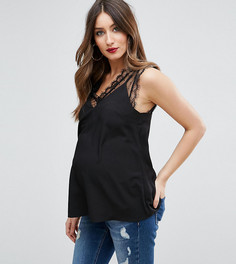 Топ с сетчатой отделкой и кружевом ASOS Maternity - Черный