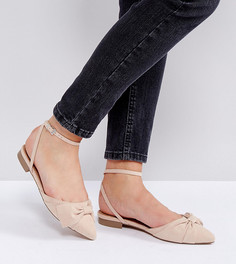 Балетки для широкой стопы с бантиками ASOS LOOPY - Бежевый