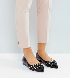 Балетки с отделкой для широкой стопы ASOS LUXURY - Черный