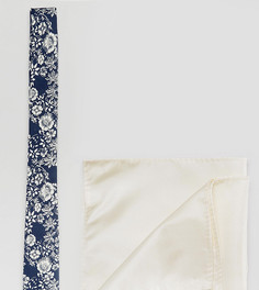 Галстук с цветочным принтом и платок паше в комплекте ASOS - Мульти