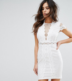 Сетчатое облегающее платье с кружевной отделкой NaaNaa - Белый