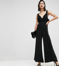 Комбинезон с глубоким вырезом и широкими штанинами ASOS PREMIUM - Черный