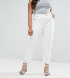 Белые прямые джинсы с необработанными краями ASOS CURVE FLORENCE - Белый