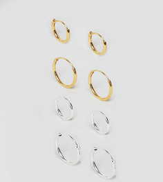Серебряные серьги-кольца с покрытием ASOS - Серебряный