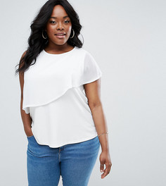 Топ с шифоновой отделкой и узелком ASOS CURVE - Кремовый