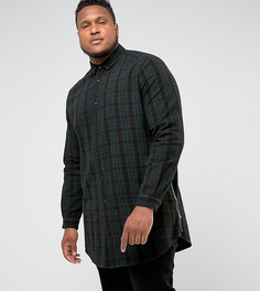 Длинная рубашка классического кроя в клетку с молниями ASOS PLUS - Коричневый