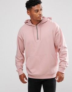 Oversize-худи розового цвета с молнией ASOS - Розовый