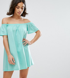 Платье мини с открытыми плечами ASOS PETITE - Зеленый