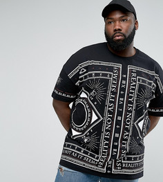 Свободная футболка со сплошным принтом ASOS PLUS - Черный