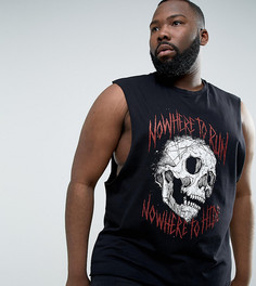 Футболка без рукавов с заниженными проймами и черепом ASOS PLUS - Черный