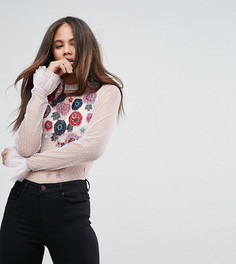 Сетчатый топ с цветочной вышивкой ASOS TALL - Фиолетовый