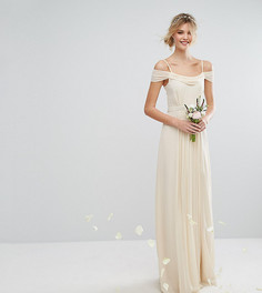 Платье макси с открытыми плечами и отделкой TFNC Tall Wedding - Кремовый
