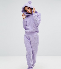 Пушистый комплект с капюшоном и ушками ASOS PETITE - Фиолетовый