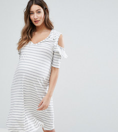 Платье в полоску с вырезами на плечах Bluebelle Maternity - Мульти