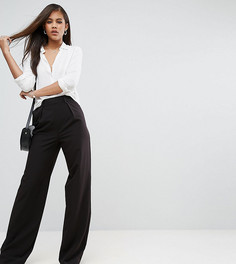 Брюки с широкими штанинами и складками ASOS TALL - Черный