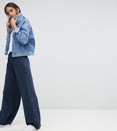 Широкие брюки с кнопками сбоку ASOS TALL - Темно-синий