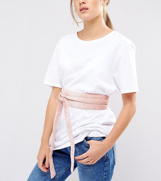 Светло-розовый бархатный пояс оби Glamorous - Розовый