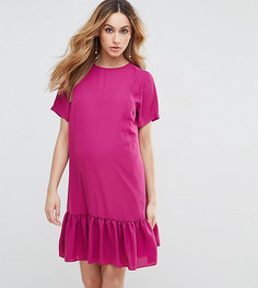 Платье-футболка с рюшами по краю ASOS Maternity - Розовый