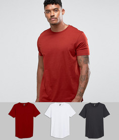 3 длинных футболки с закругленным краем ASOS - СКИДКА - Мульти