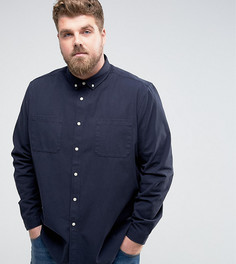 Темно-синяя хлопковая рубашка навыпуск ASOS PLUS - Темно-синий