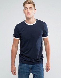 Облегающая футболка с контрастной отделкой D-Struct - Темно-синий