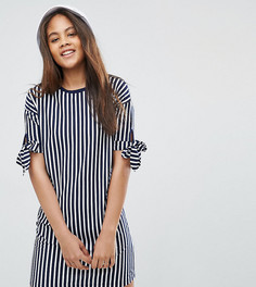 Платье-футболка в полоску с завязками на рукавах ASOS TALL - Мульти