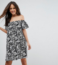 Платье мини с открытыми плечами и пальмовым принтом ASOS TALL - Мульти