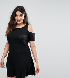 Трикотажное платье с открытыми плечами Junarose - Черный