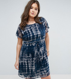 Платье с узором тай-дай и завязкой на талии Junarose - Синий