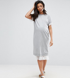 Трикотажное платье с сетчатой вставкой ASOS Maternity - Серый