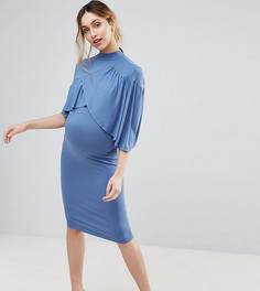 Двухслойное платье с оборкой ASOS Maternity NURSING - Синий