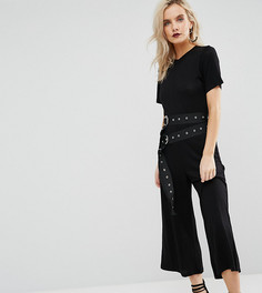 Трикотажный комбинезон с двумя поясами ASOS PETITE - Черный