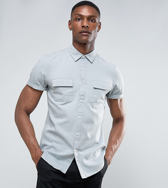 Голубая рубашка классического кроя из саржи ASOS TALL - Синий