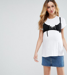 Футболка 2 в 1 с люверсами ASOS Maternity - Белый