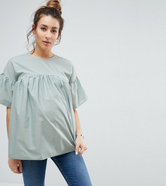 Присборенный топ для беременных ASOS Maternity - Серый