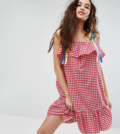 Платье в клетку с лентами-завязками Reclaimed Vintage Inspired - Красный