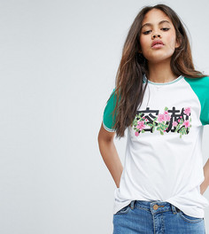 Футболка с контрастной отделкой и цветочным принтом ASOS TALL - Мульти