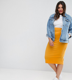 Трикотажная юбка-карандаш миди ASOS CURVE - Желтый