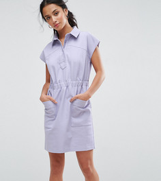 Хлопковое платье-рубашка в стиле милитари эксклюзивно для ASOS PETITE - Фиолетовый