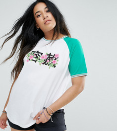 Футболка с цветочным принтом с иероглифами ASOS CURVE - Мульти
