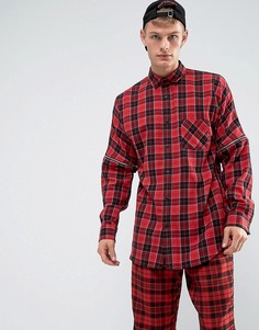 Оверсайз-рубашка в клетку с молниями на рукавах ASOS - Красный