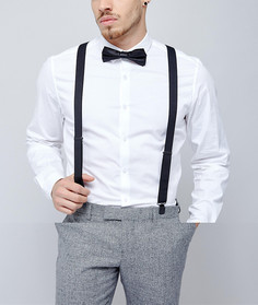 Черные подтяжки и галстук-бабочка ASOS WEDDING - Черный