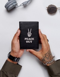 Кожаная обложка для паспорта с надписью Peace Out ASOS - Черный