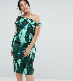 Платье-футляр миди с пальмовым принтом ASOS CURVE - Мульти