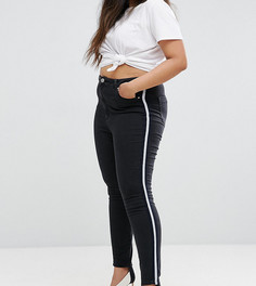 Черные джинсы скинни с полосками в спортивном стиле по бокам ASOS CURVE RIDLEY - Черный