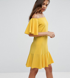 Платье мини с открытыми плечами John Zack Tall - Желтый