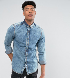 Рубашка классического кроя с эффектом кислотной стирки ASOS TALL - Синий