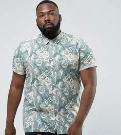 Рубашка классического кроя с винтажным принтом ASOS PLUS - Зеленый