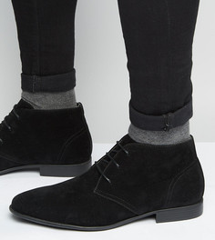 Черные ботинки чукка для широкой стопы из искусственной замши со шнуровкой ASOS - Черный