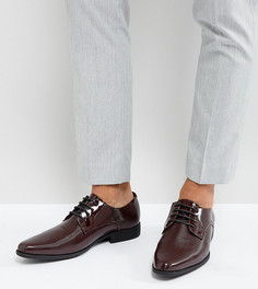 Бордовые лакированные туфли дерби для широкой стопы со вставками ASOS - Красный